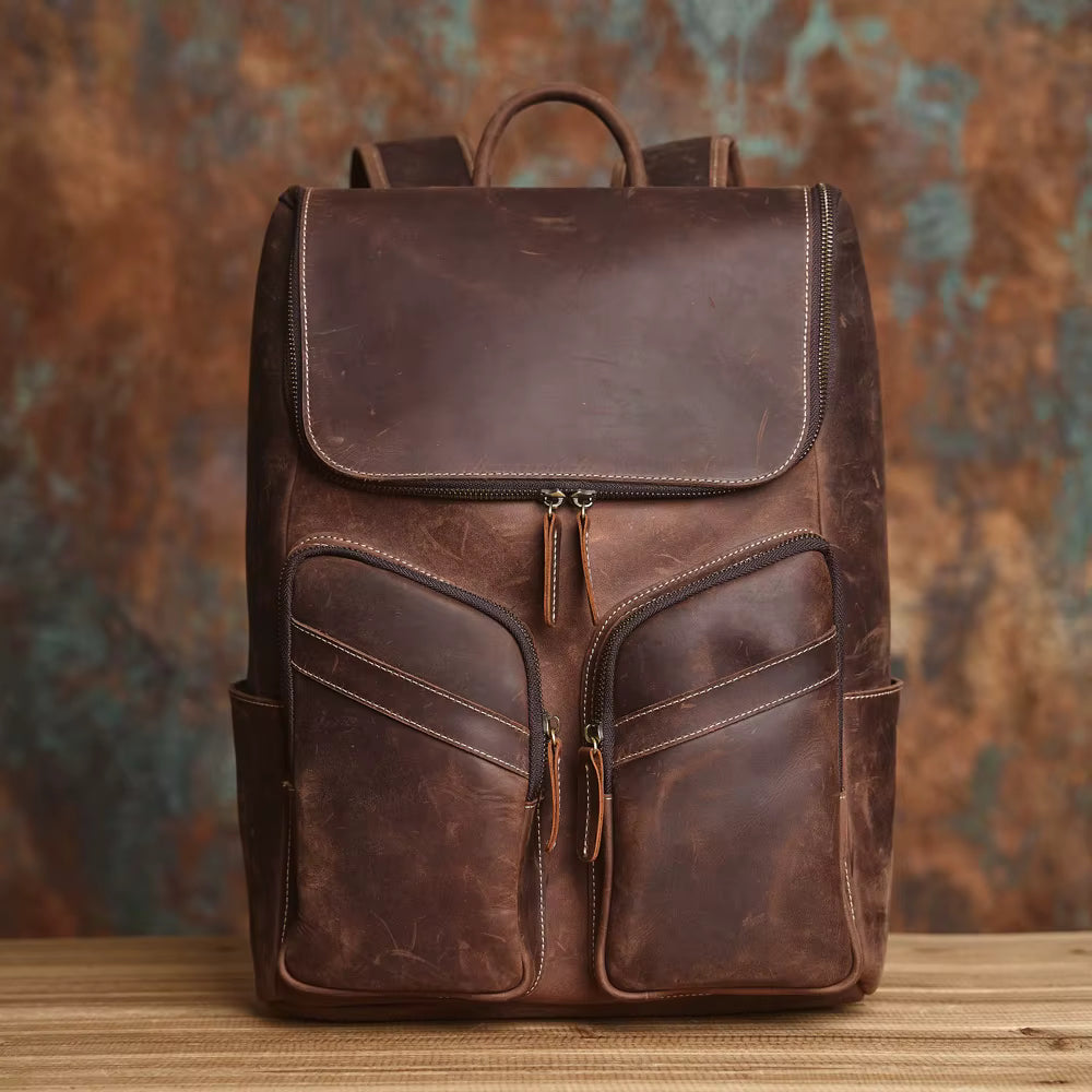 Vintage Leather Laptop Backpack