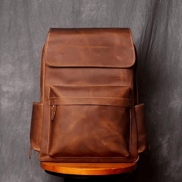 Rustic Cowhide Leather Backpack
