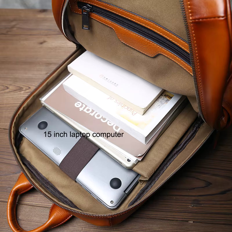 Heritage Craft Full-Grain Leather Travel Backpack