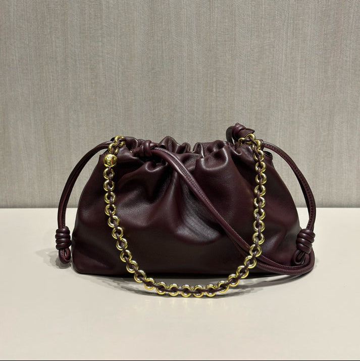 Cowhide Leather Drawstring Bag