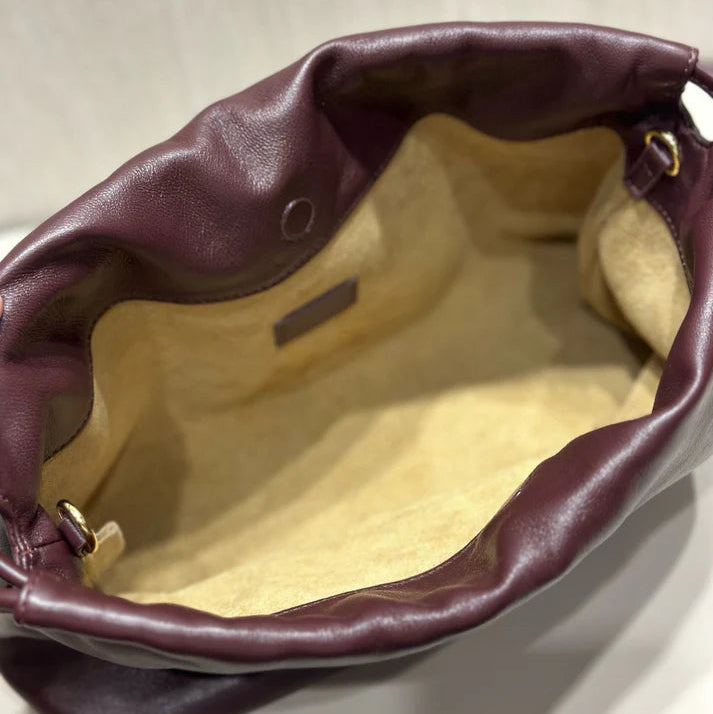 Cowhide Leather Drawstring Bag