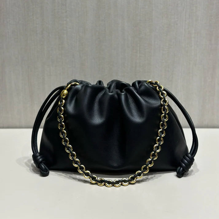 Cowhide Leather Drawstring Bag