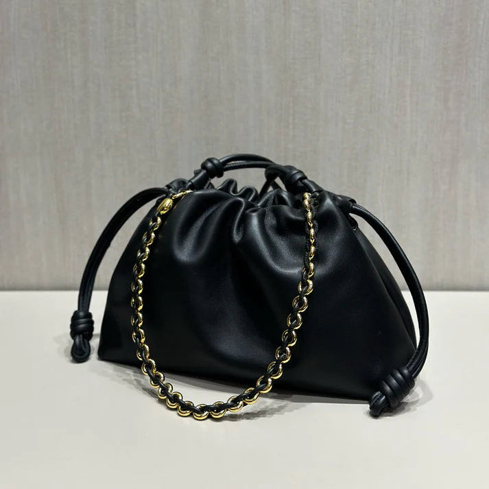 Cowhide Leather Drawstring Bag