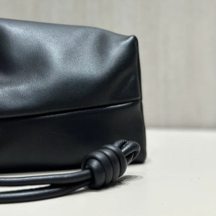 Cowhide Leather Drawstring Bag