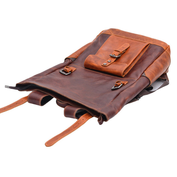 Travel Roll-Top Leather Backpack