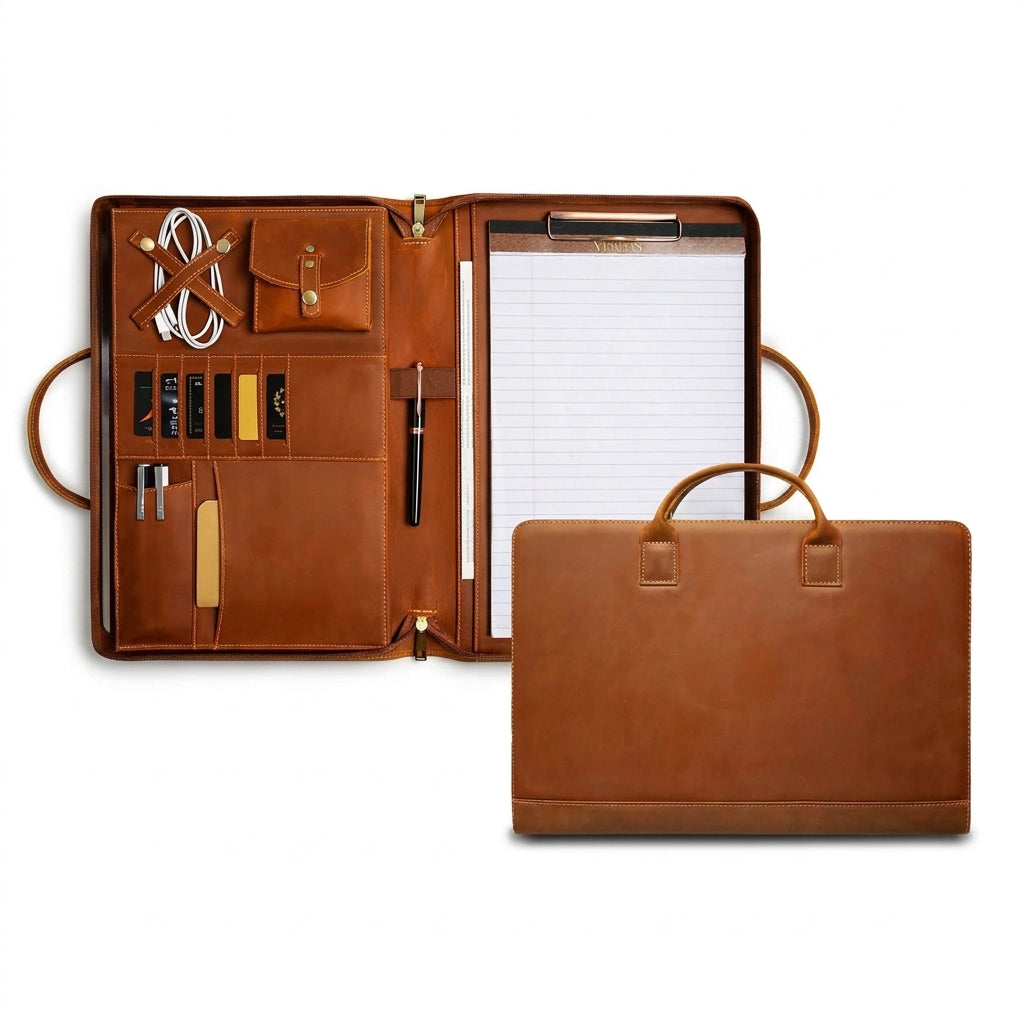 Leather portfolio organizer briefcase by Cortfashion
