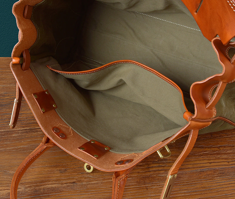 Vintage Handmade Canvas & Leather Travel Bag