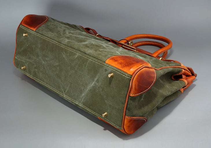 Vintage Handmade Canvas & Leather Travel Bag