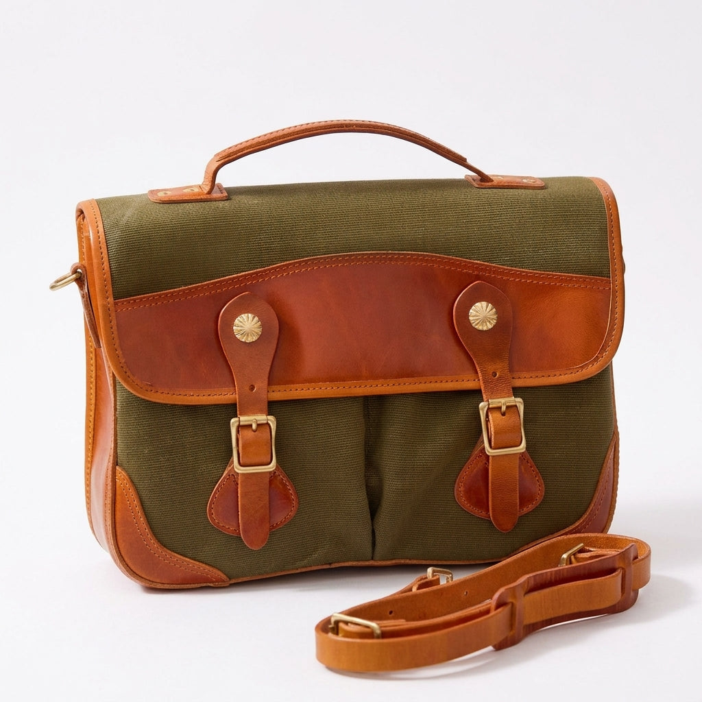 Canvas and leather satchel bag by Cortfashion