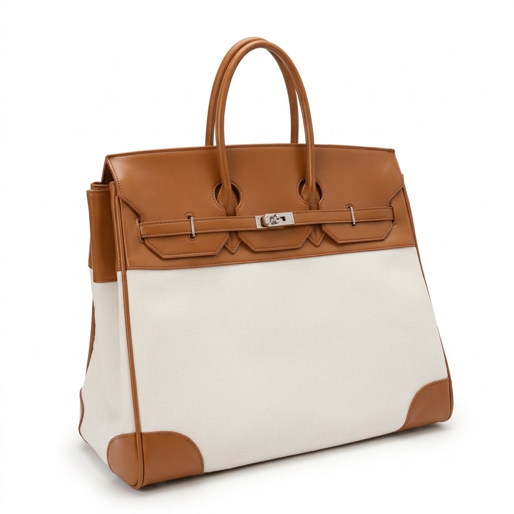 Oversized Canvas Leather Carryall by Cortfashion