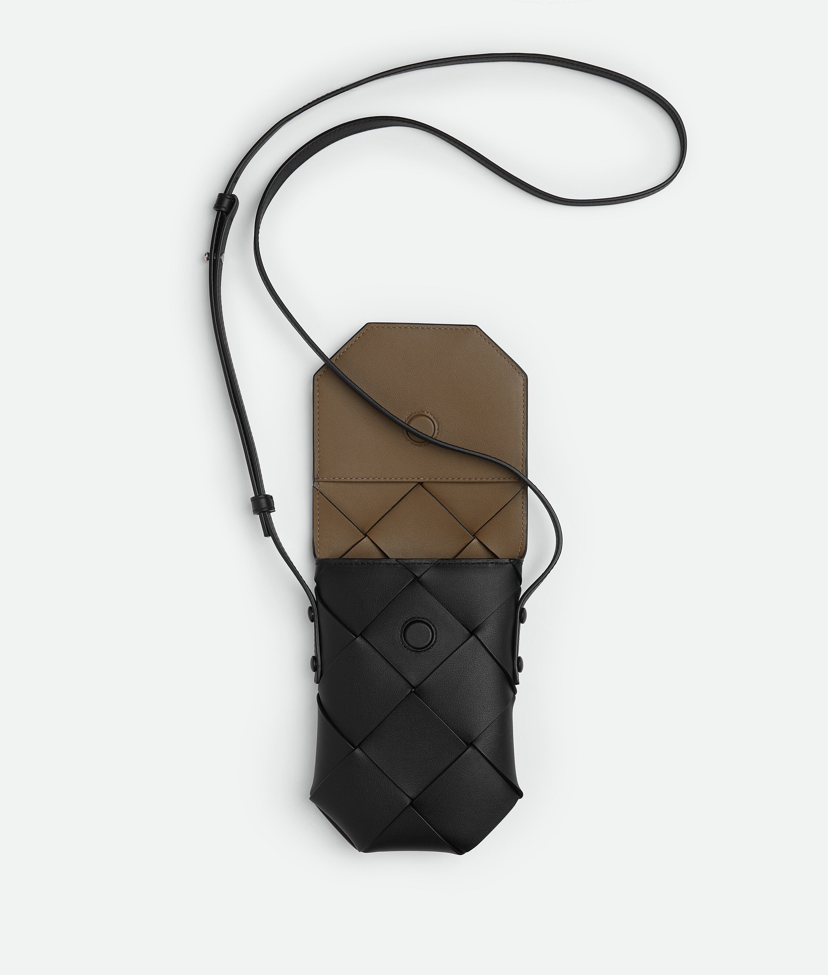 Woven Cowhide Leather Phone Crossbody Bag with Cardholder
