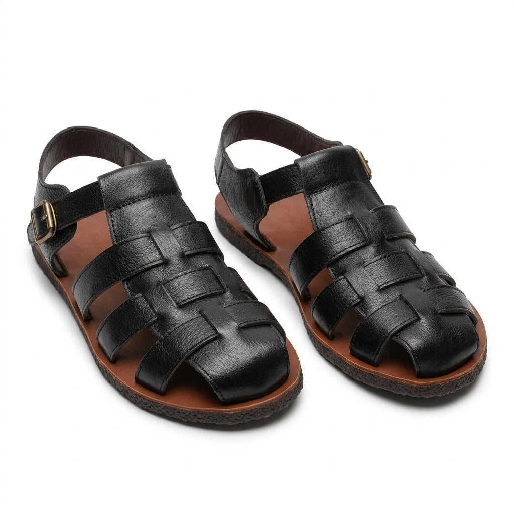 Vintage Woven Leather Sandals by Cortfashion