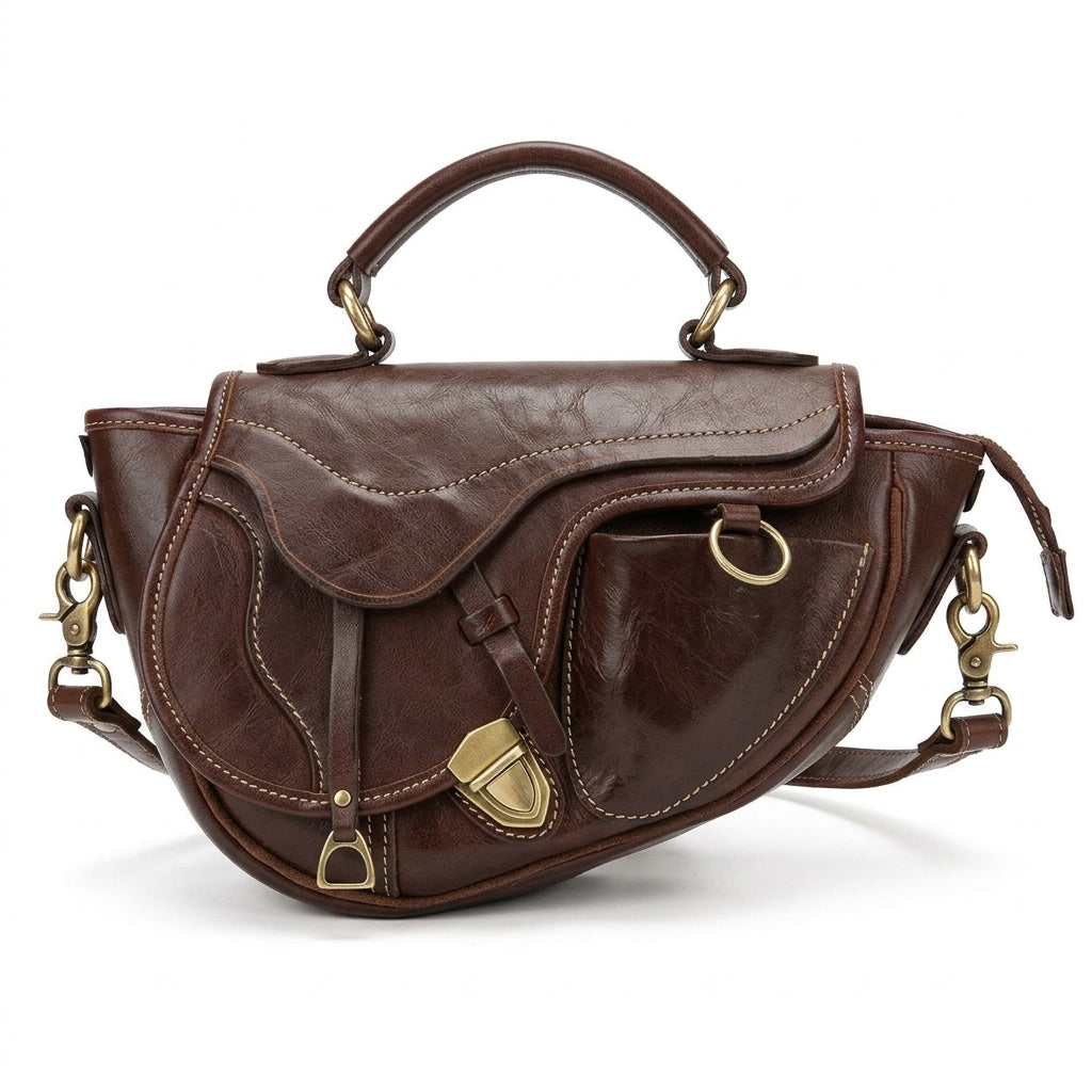 Full-grain leather saddle bag by Cortfashion