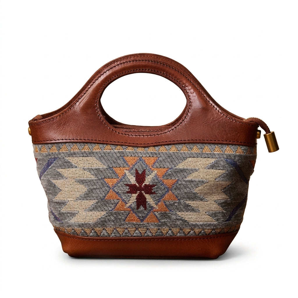 Rugged Leather & Wool Tote by Cortfashion