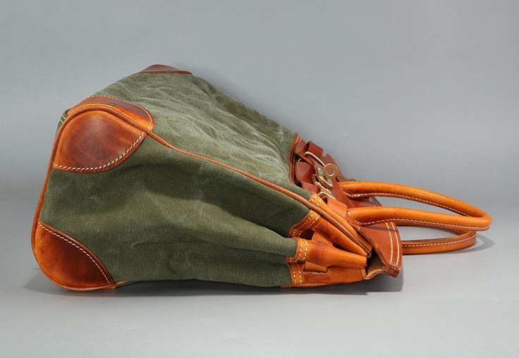Vintage Handmade Canvas & Leather Travel Bag