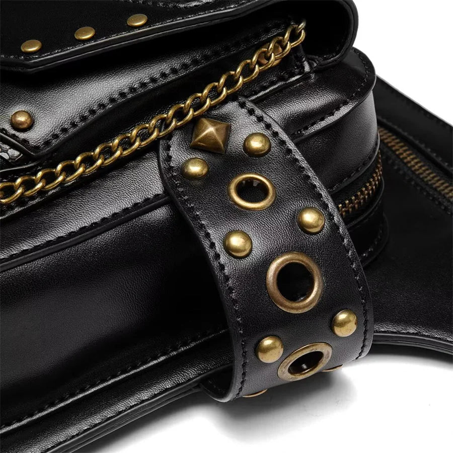Vegan Leather Gothic Crossbody Bag