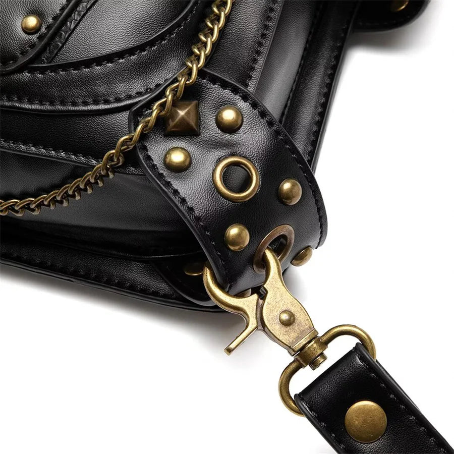 Vegan Leather Gothic Crossbody Bag