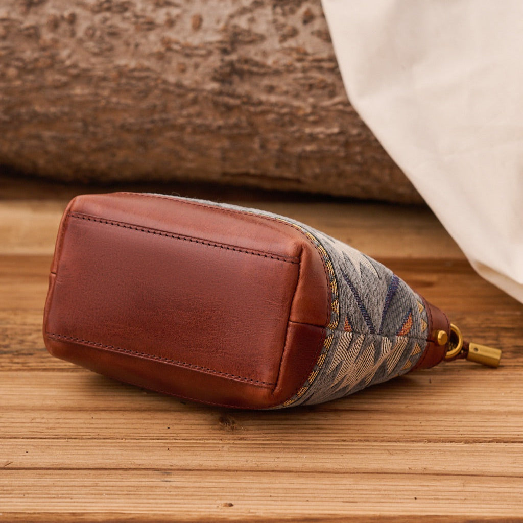 Rugged Leather Wool Mini Tote