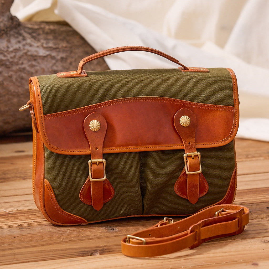 Men’s Canvas and Leather Satchel Bag