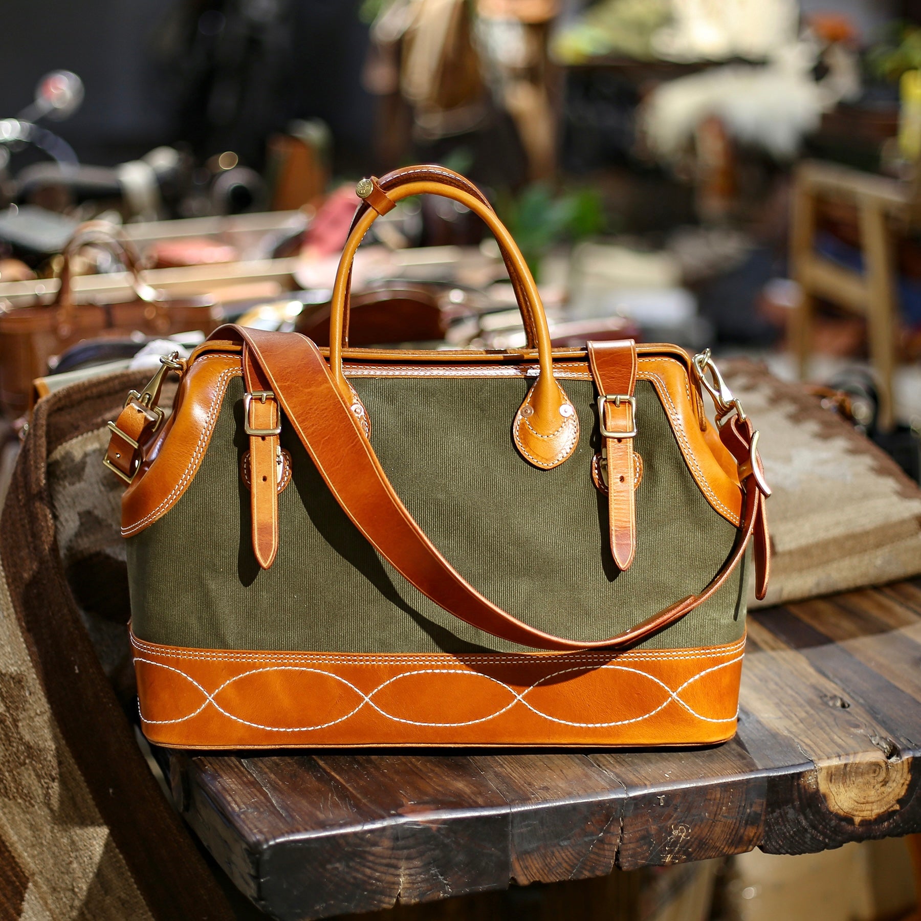 Vintage Canvas & Leather Travel Bag