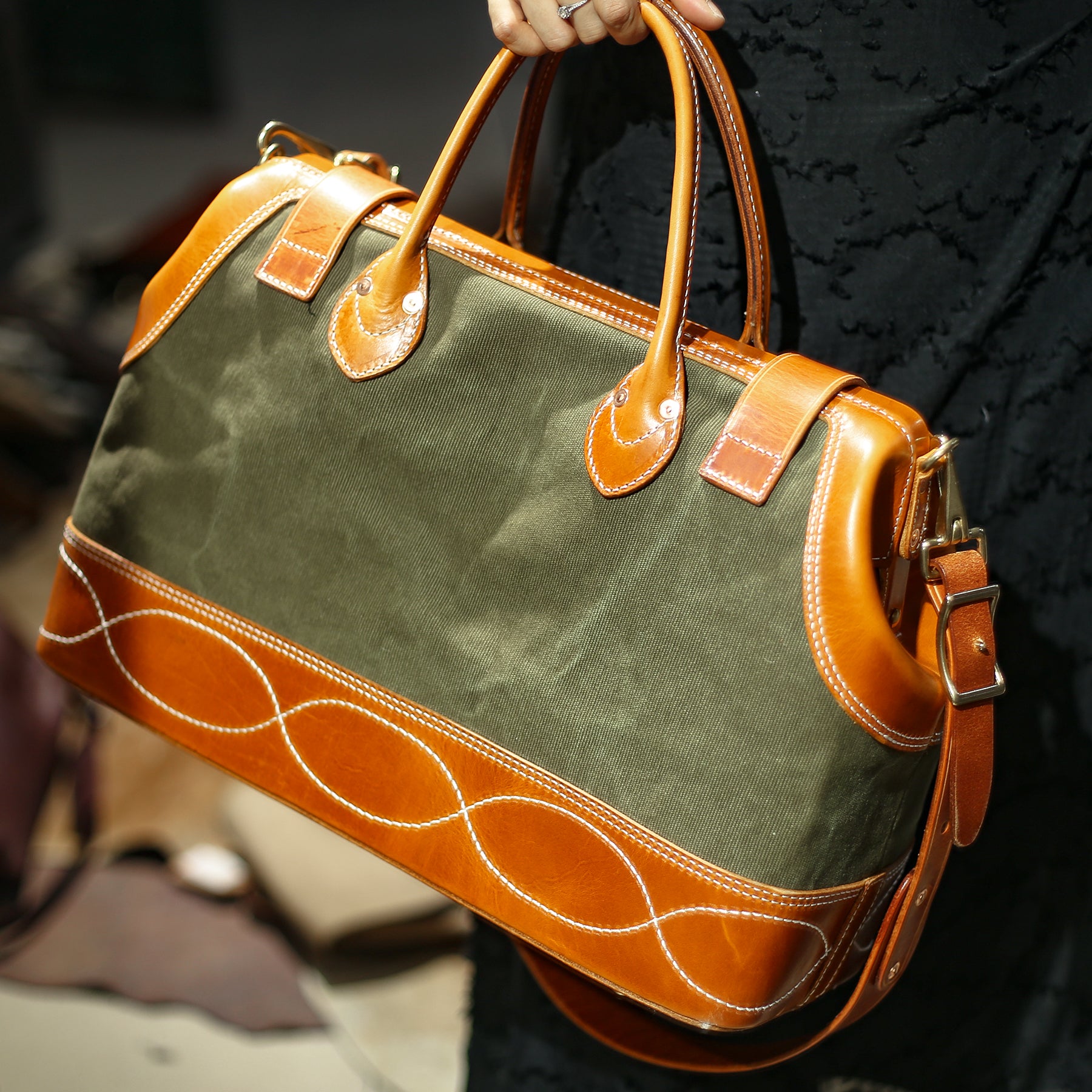 Vintage Canvas & Leather Travel Bag