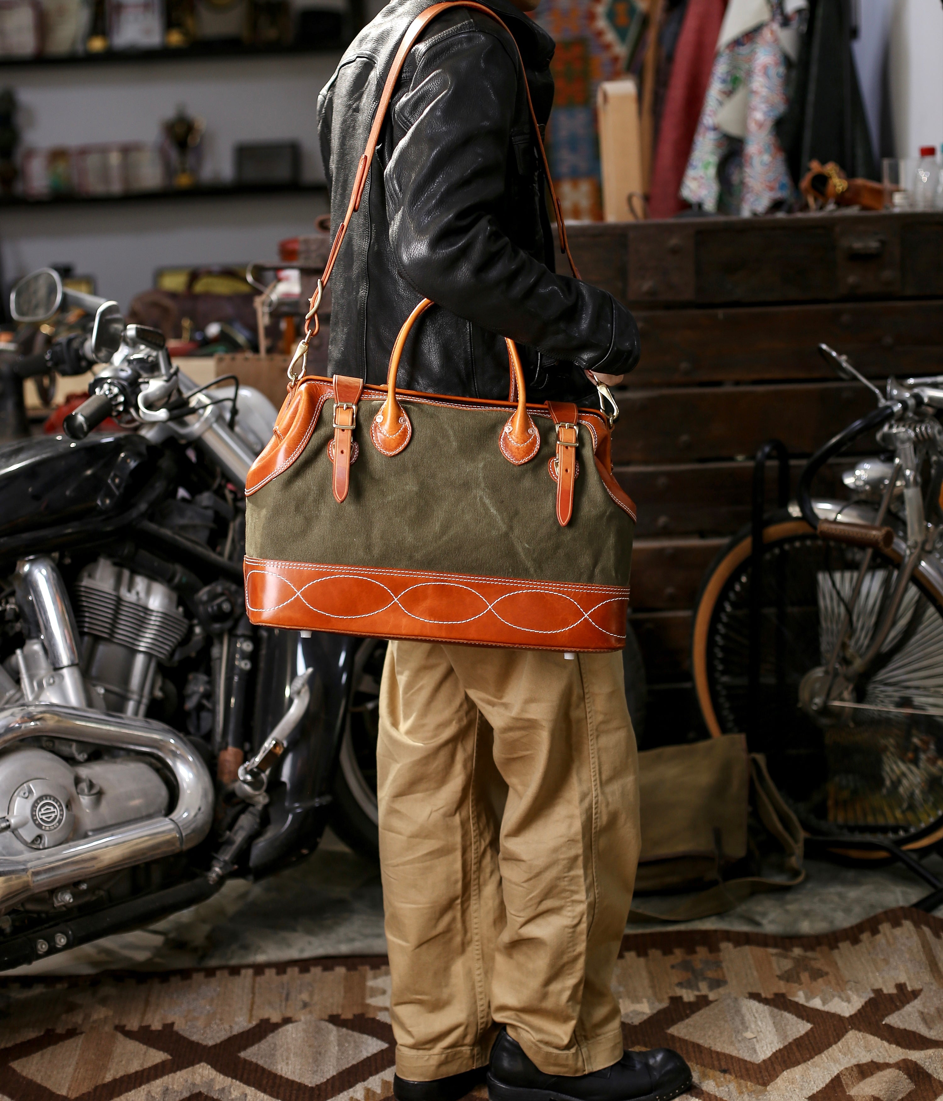 Vintage Canvas & Leather Travel Bag