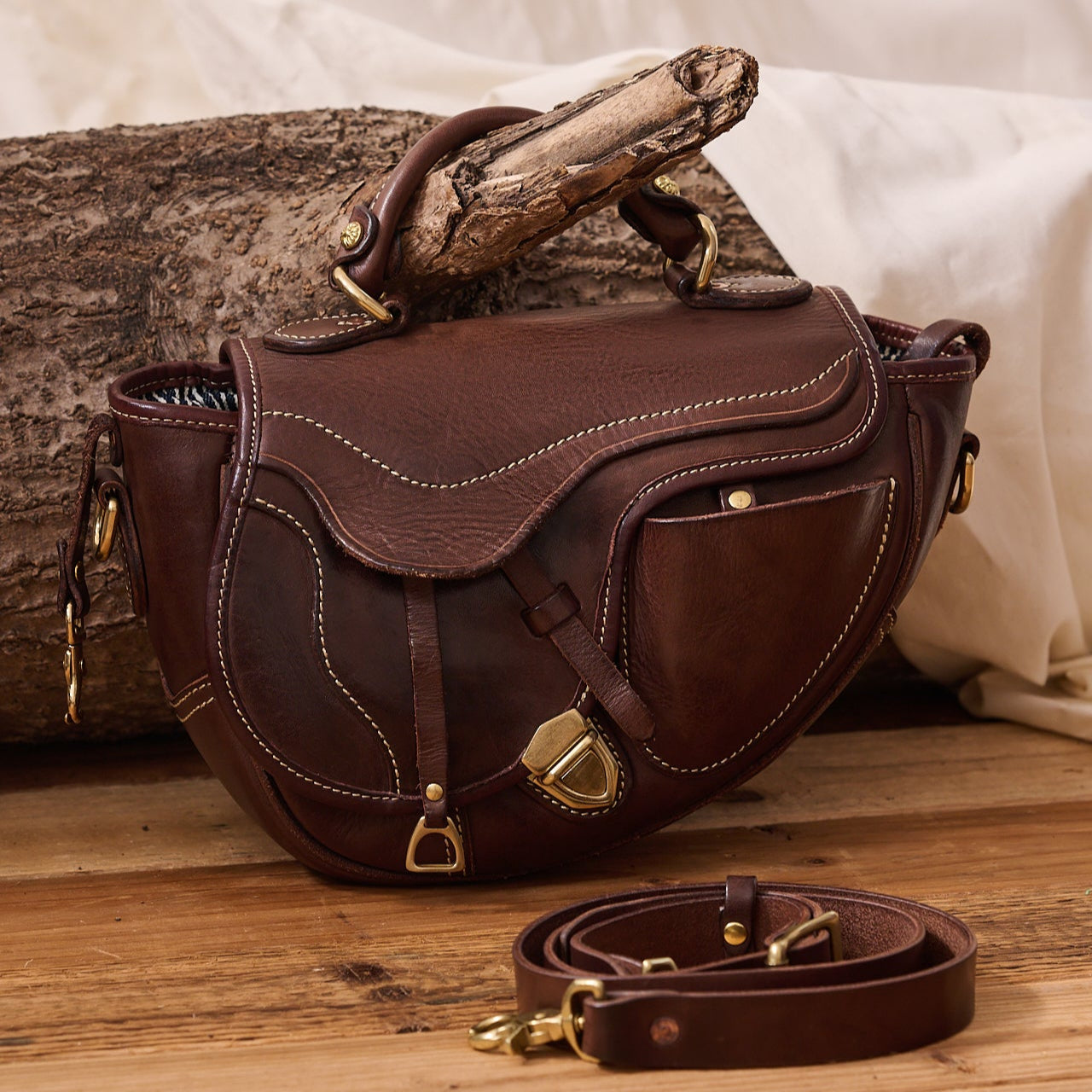 Full grain leather Saddle Bag