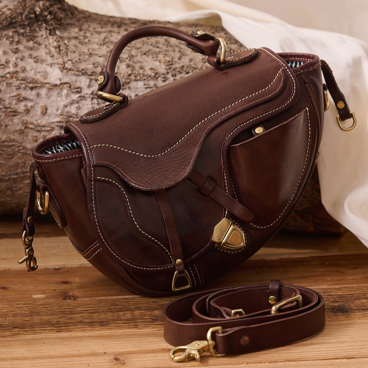 Full grain leather Saddle Bag