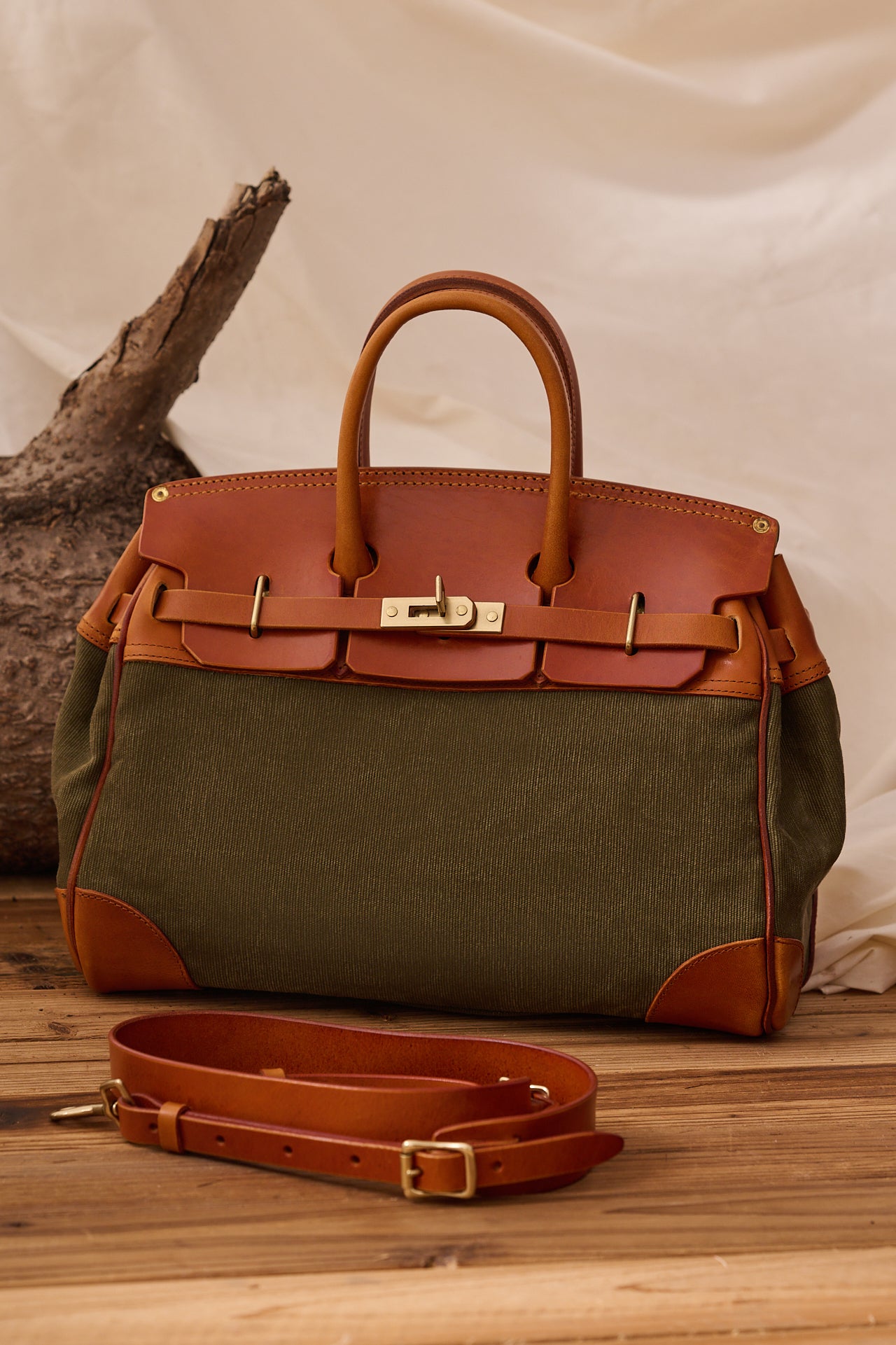 Vintage Handmade Canvas & Leather Travel Bag