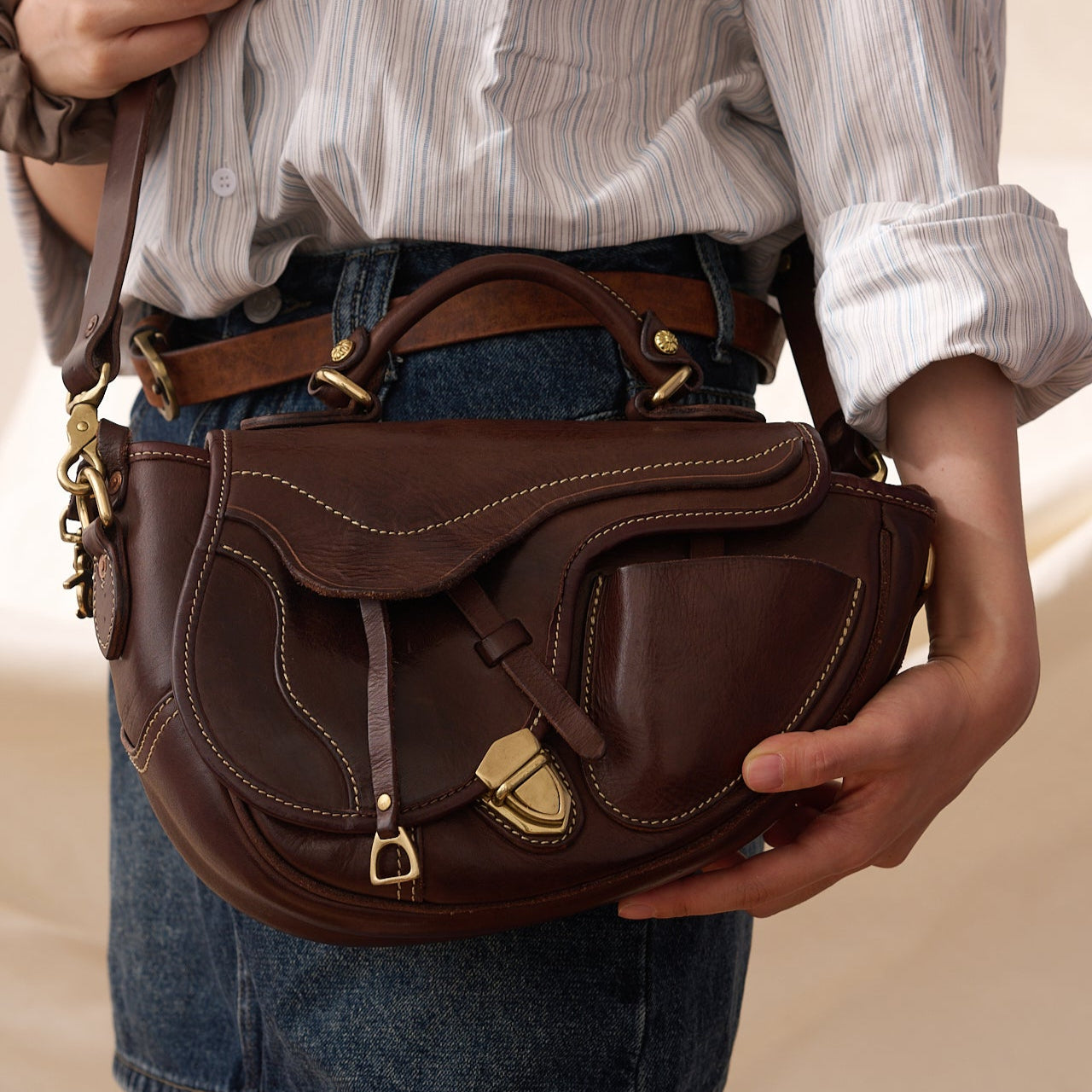 Full grain leather Saddle Bag