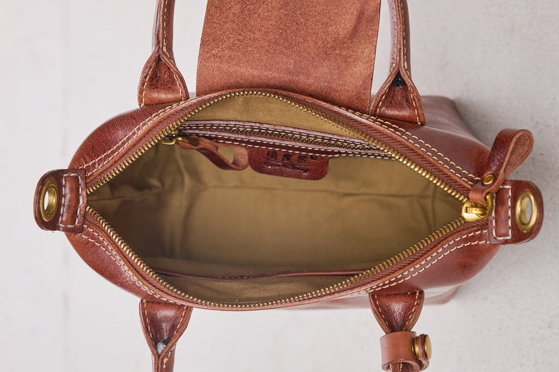 Handmade Cowhide Leather Mini Tote Bag