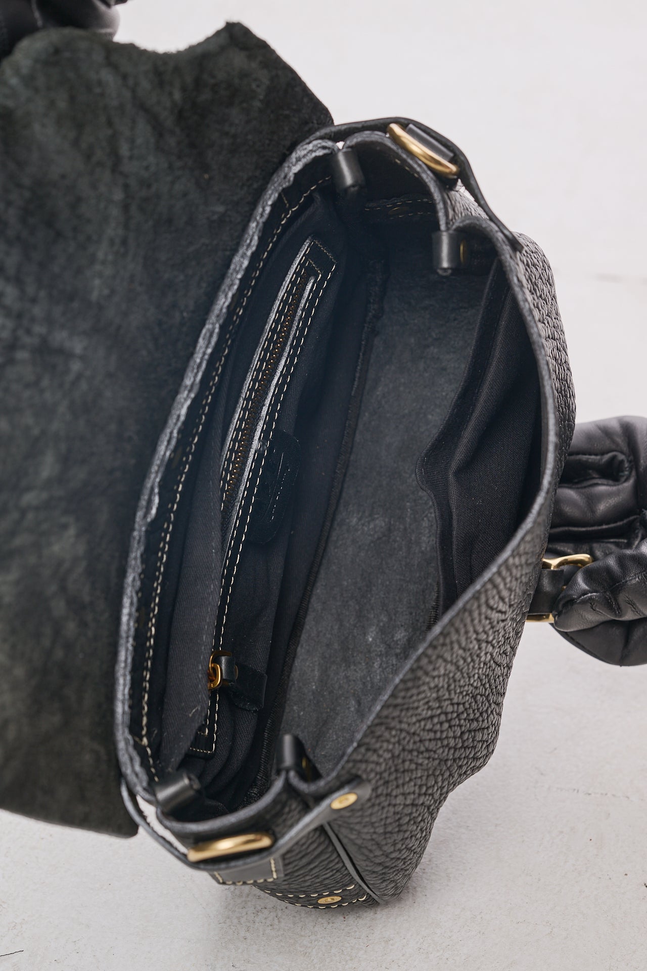 Black Full-Grain Leather Shoulder Bag