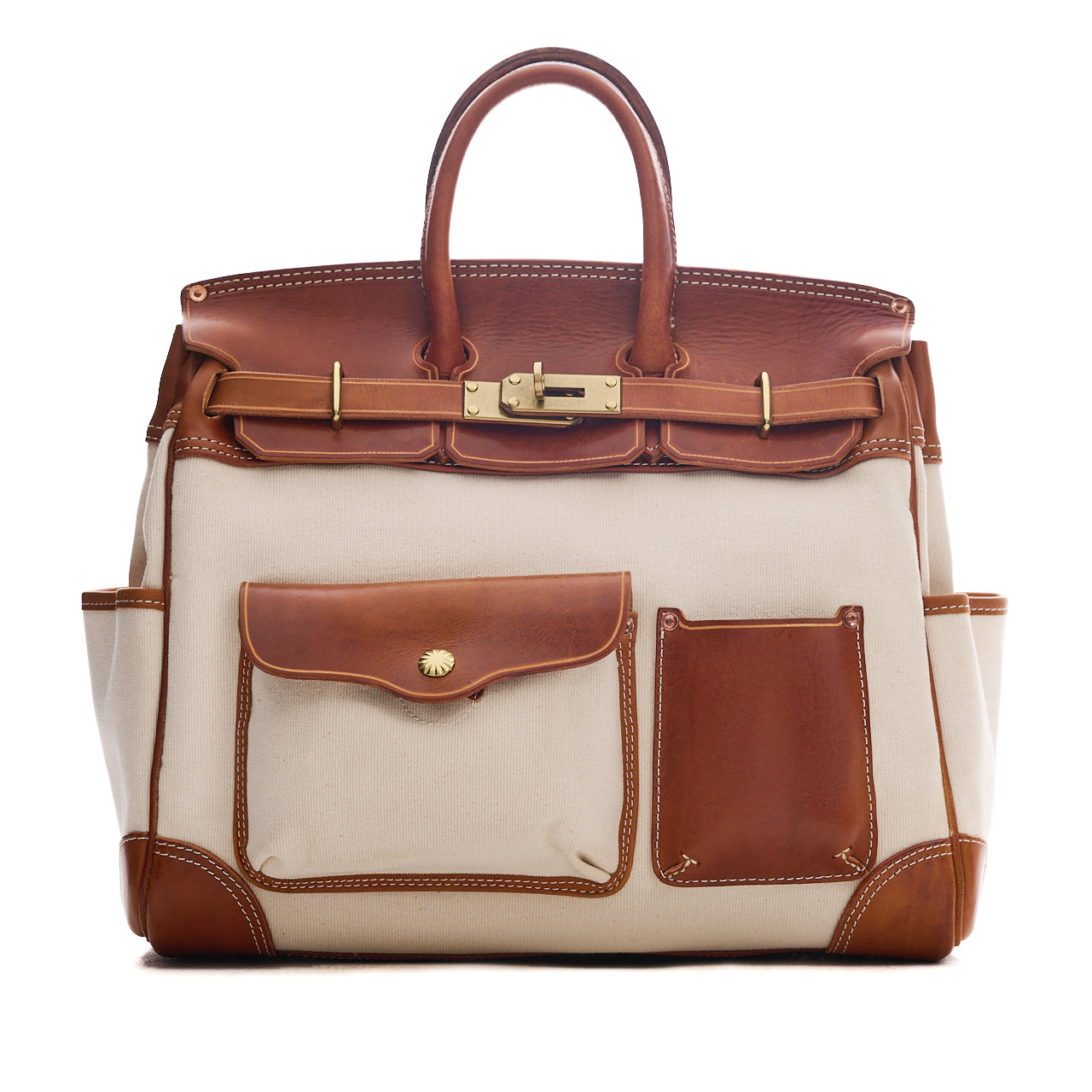 Handmade Full-Grain Leather & Canvas Travel Bag