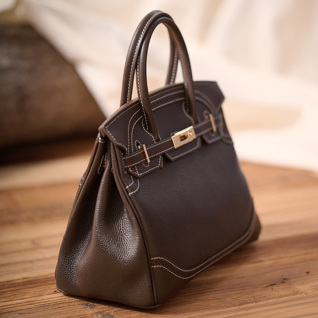 Classic Cowhide Leather Handbag