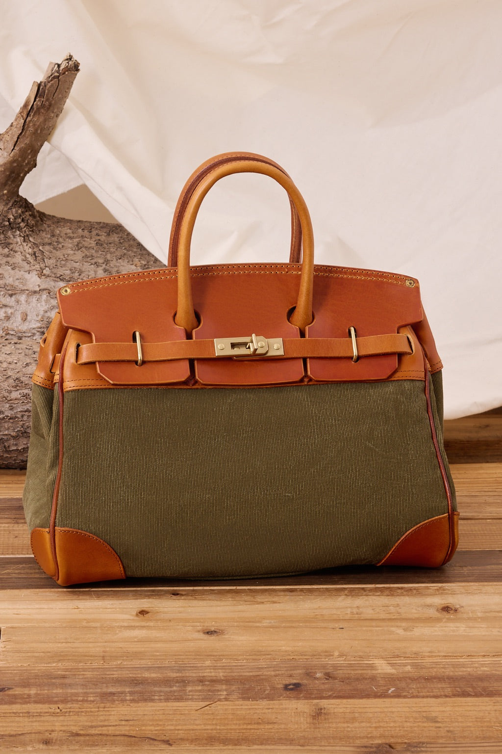 Vintage Handmade Canvas & Leather Travel Bag