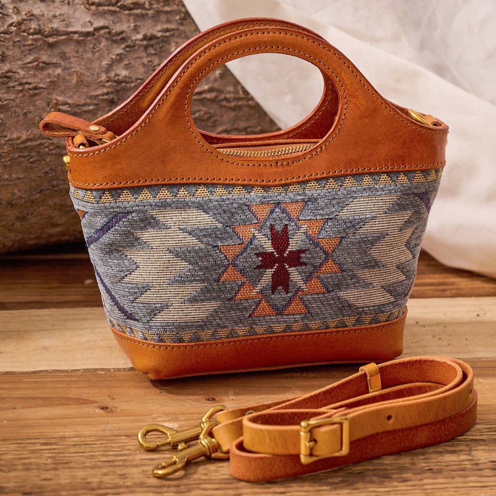 Rugged Leather & Wool Mini Tote