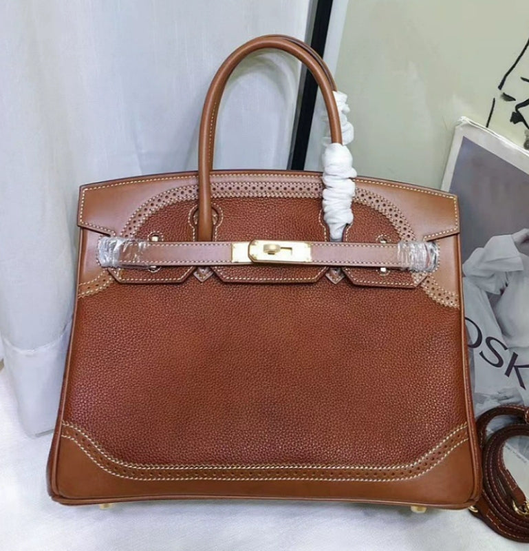 Classic Cowhide Leather Handbag
