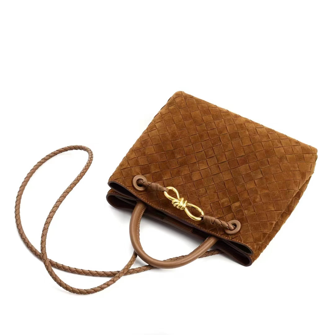 Cowhide Suede Woven Bag