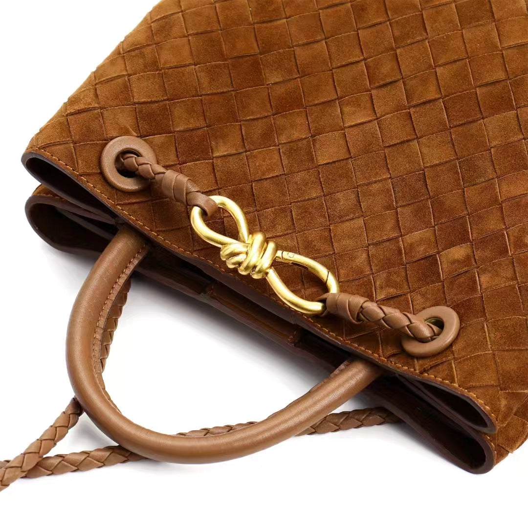 Cowhide Suede Woven Bag