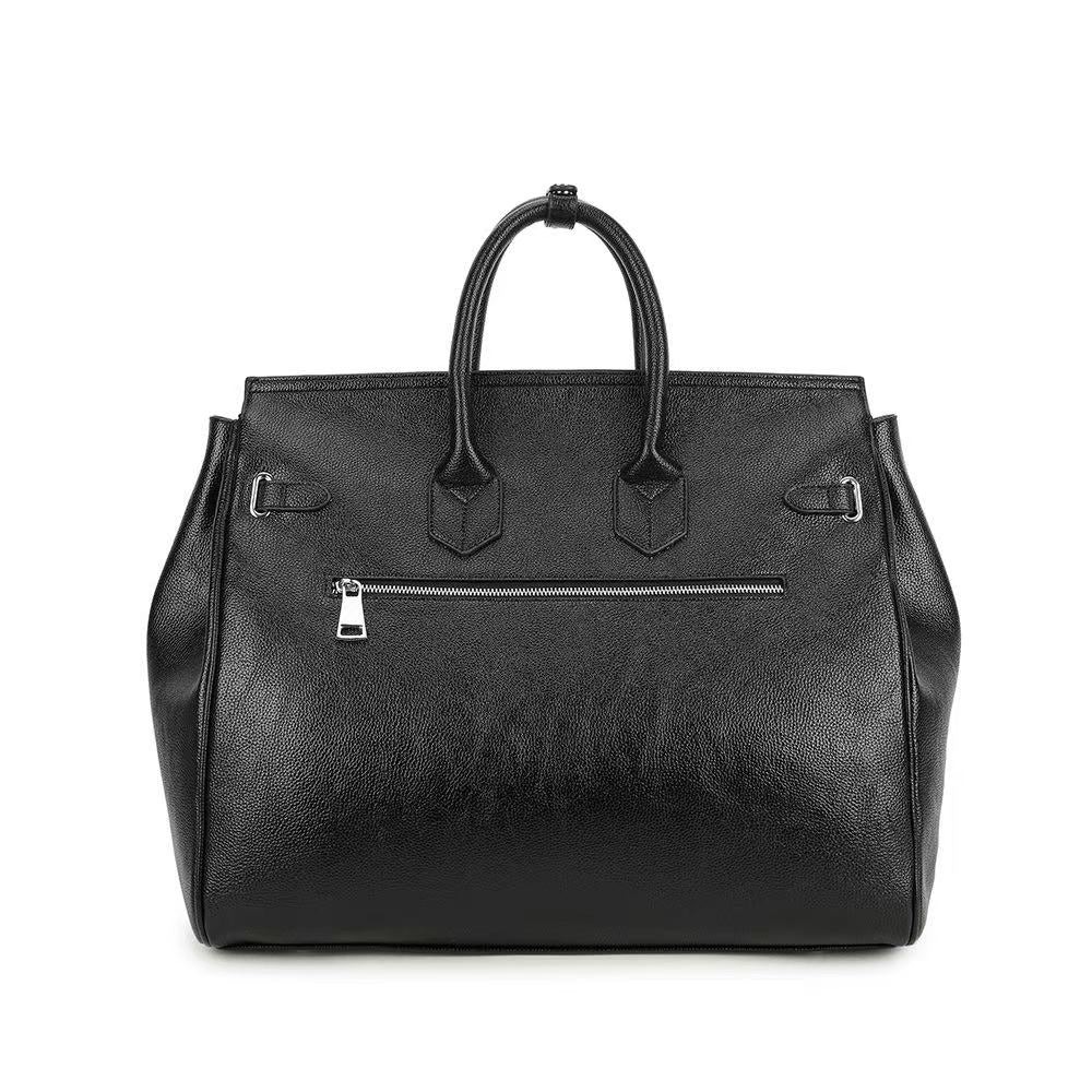 Classic Multi-Pocket Leather Weekender Bag
