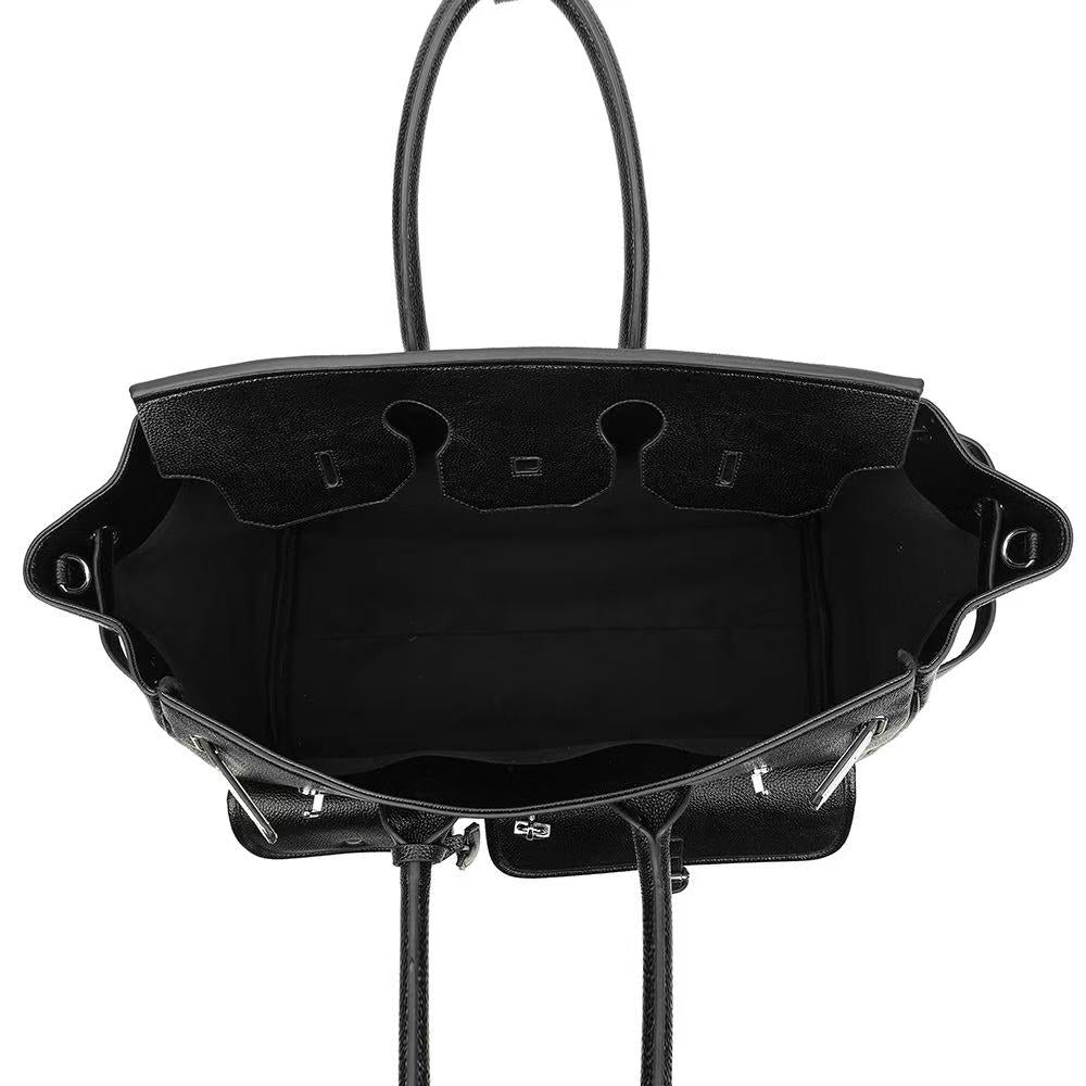 Classic Multi-Pocket Leather Weekender Bag