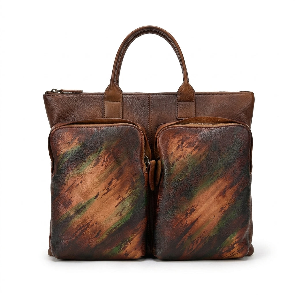 Artisan brush leather tote bag by Cortfashion