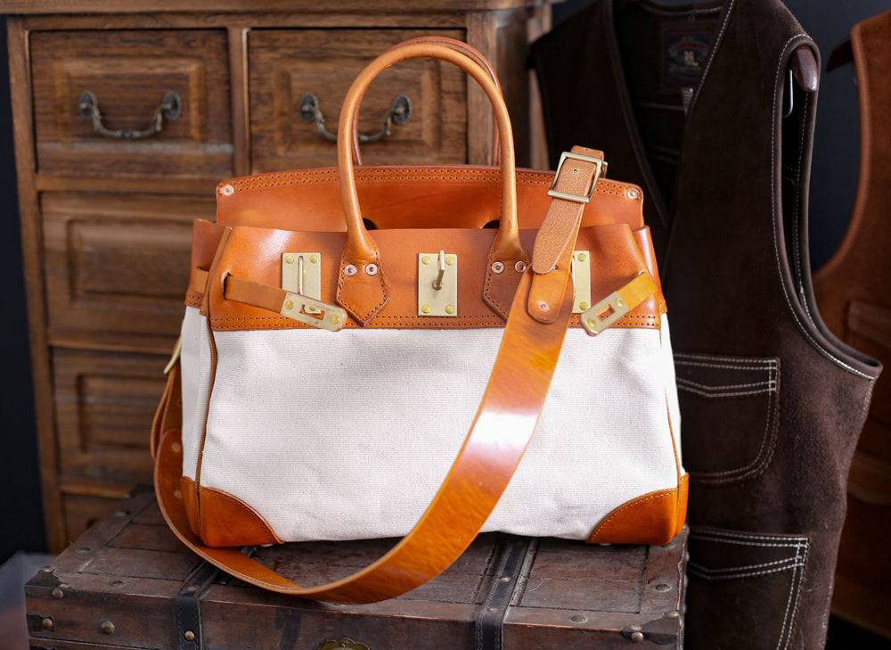 Vintage Handmade Canvas & Leather Travel Bag