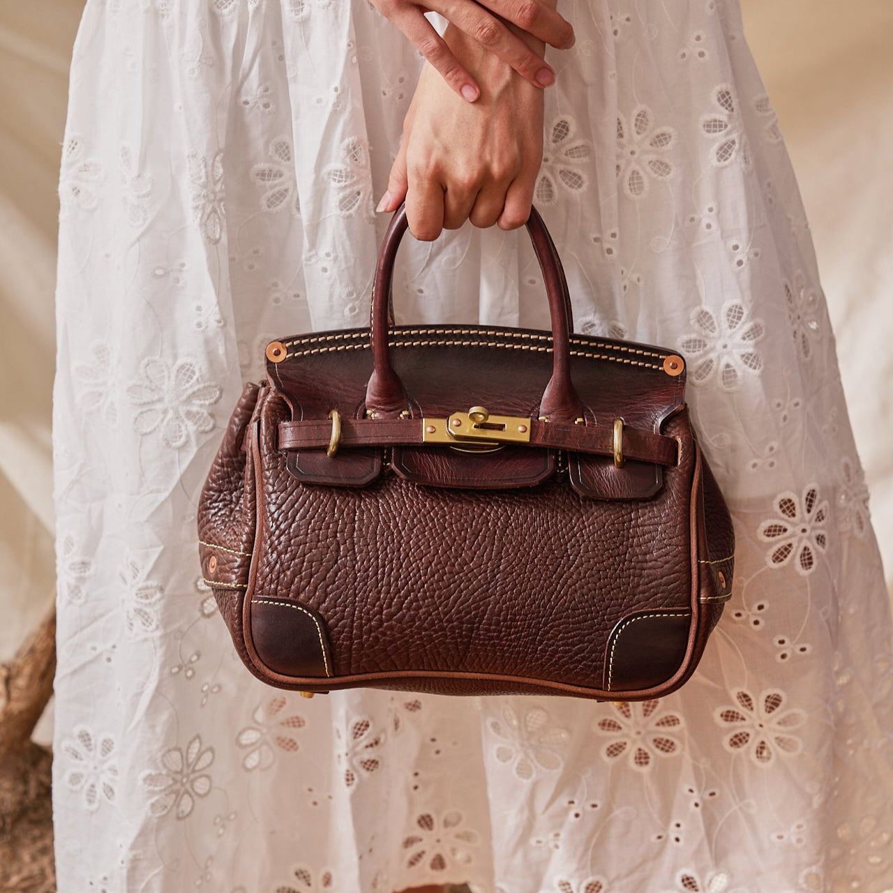Mini rustic leather bag