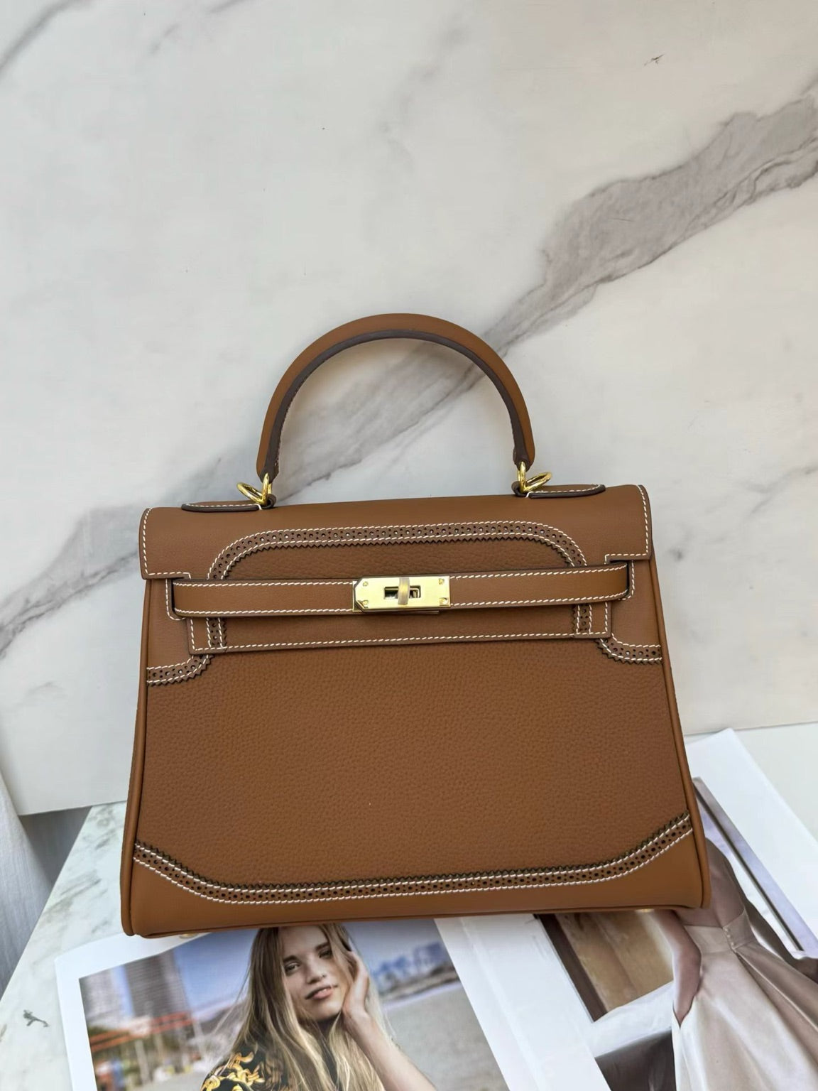 Classic Cowhide Leather Handbag