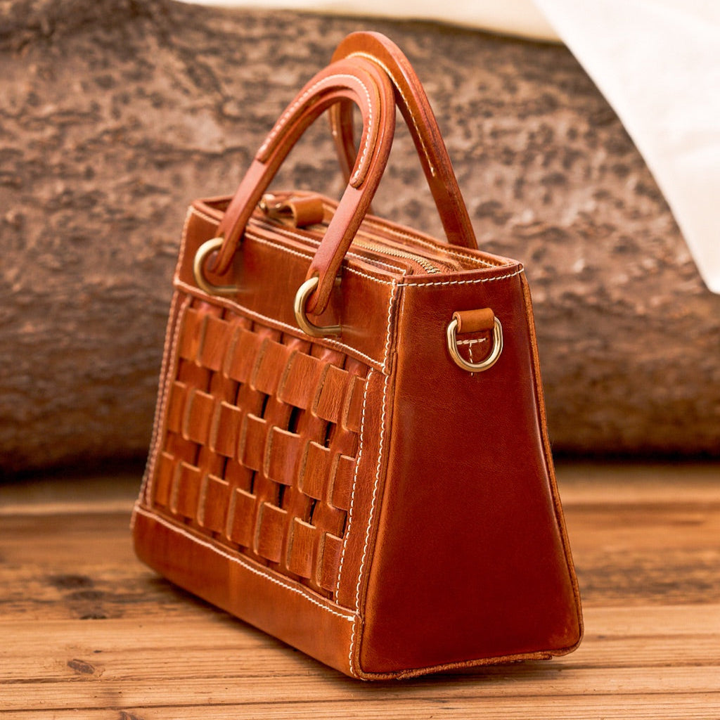 Handcrafted Woven Cowhide Leather Bag