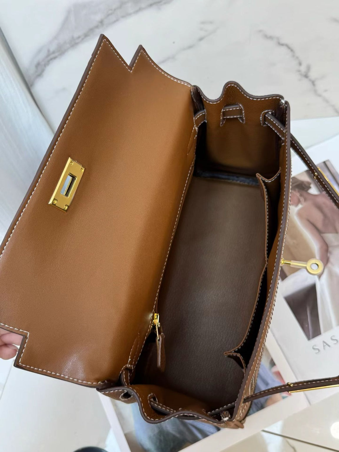 Classic Cowhide Leather Handbag