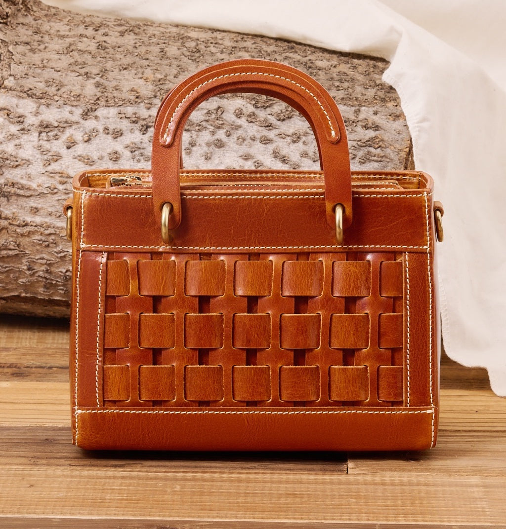 Handcrafted Woven Cowhide Leather Bag