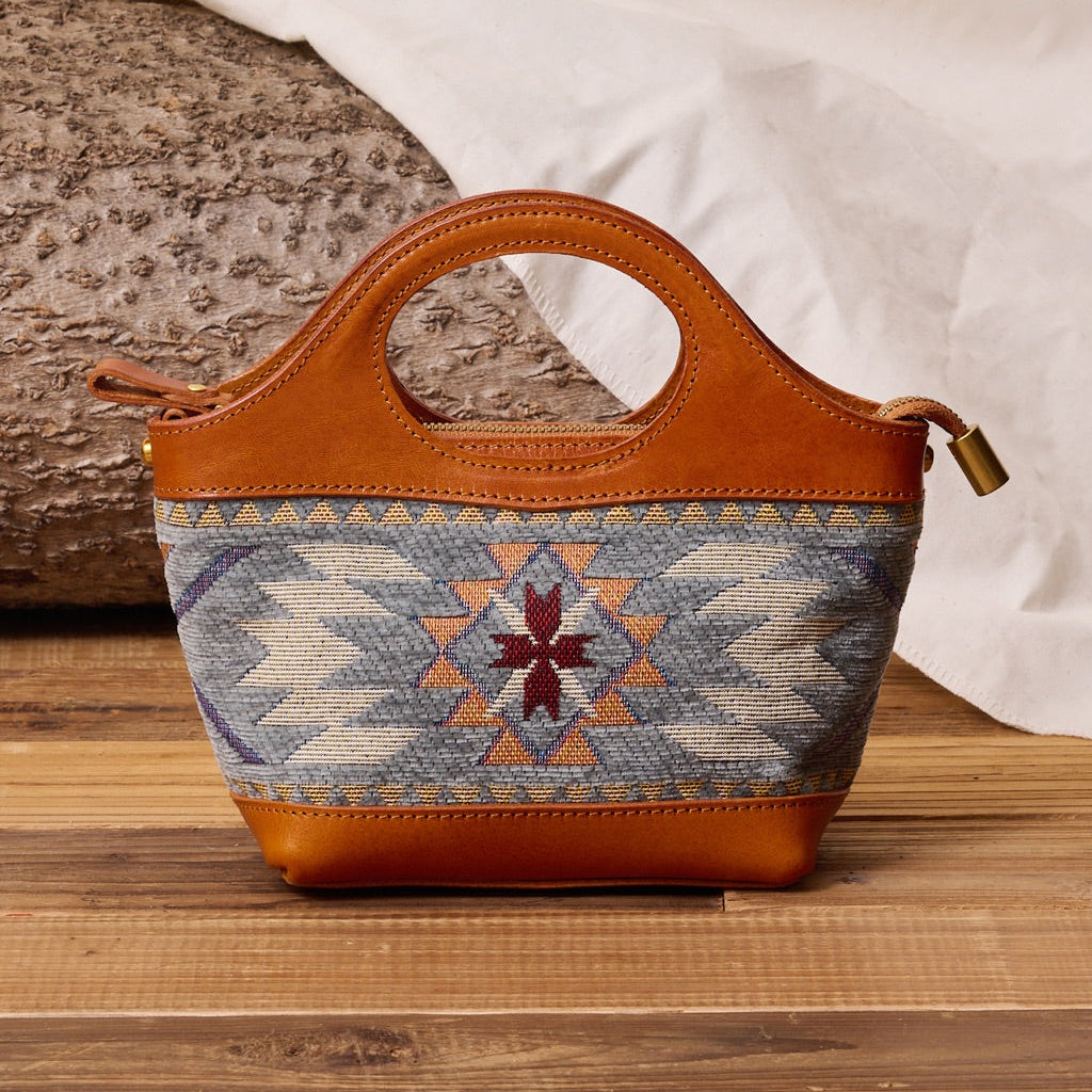 Rugged Leather & Wool Mini Tote