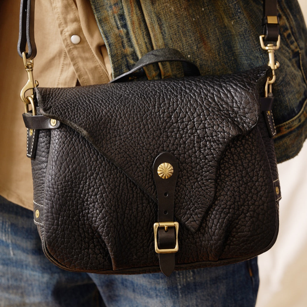 Black Full-Grain Leather Shoulder Bag